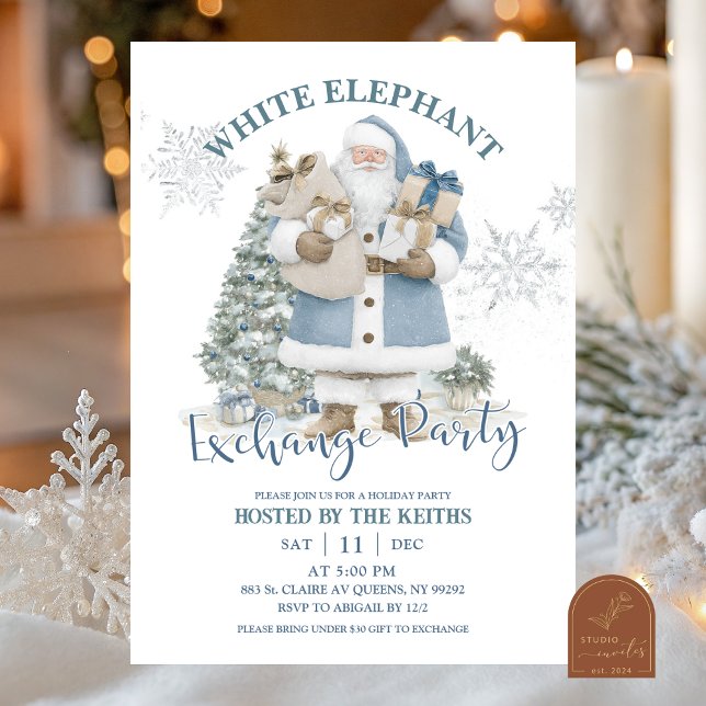Convite Festa de Troca de Elefante Branco do Natal de Inve (Criador carregado)