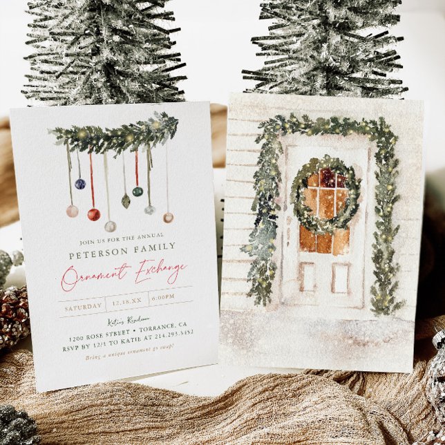 Convite Festa de Troca de Ornamento da Família Natal (Criador carregado)