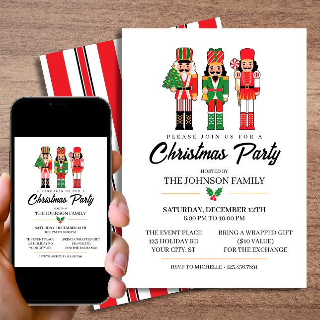 Convite Festa de Troca de Presentes de Natal com Quebra-No (Criador carregado)