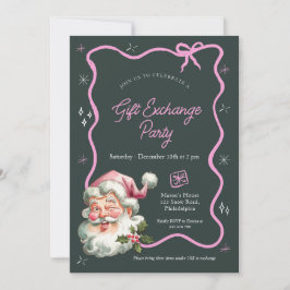 Convite Festa de troca de presentes de Natal rosa