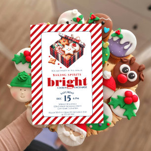 Convite Festa de Trocas de Biscoitos Azul Vermelho Elegant