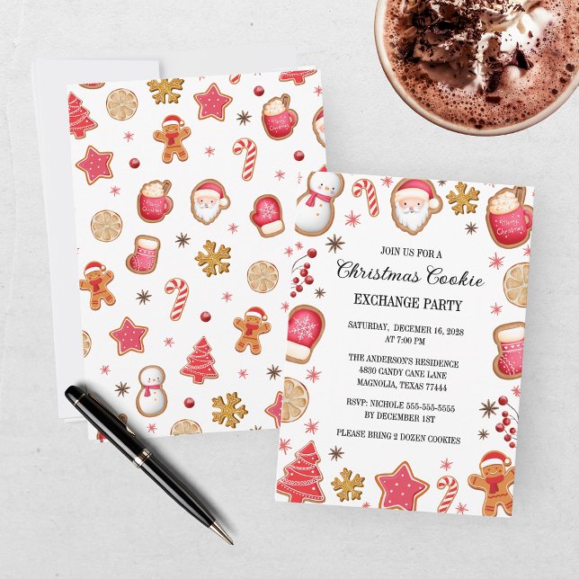 Convite Festa de Trocas de Biscoitos de Natal Adoráveis (Criador carregado)