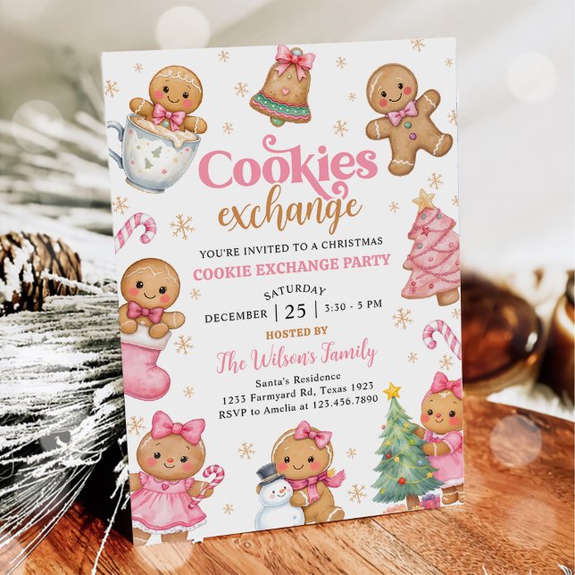 Convite Festa de Trocas de Biscoitos de Natal de Gengibre (Criador carregado)