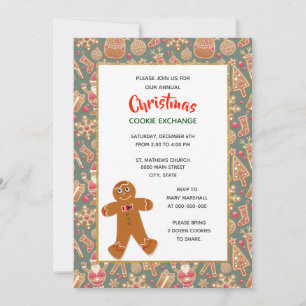 Convite Festa de Trocas de Biscoitos de Natal em Estilo Re