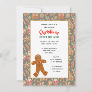Convite Festa de Trocas de Biscoitos de Natal em Estilo Re