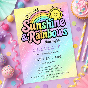 Convite Festa de Um Aninho Ombre Sunshine & Rainbows