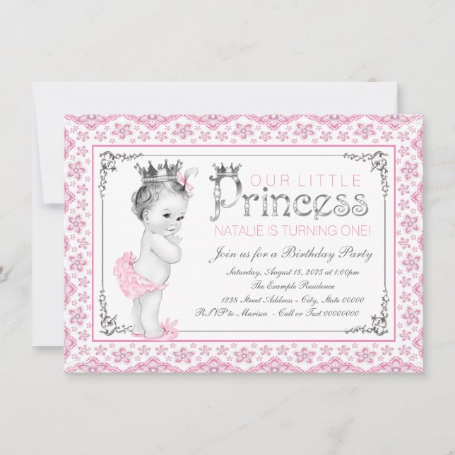 Convite Festa de Um Ano da Pequena Princesa (Frente)
