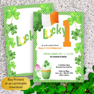 Convite Festa de um ano de idade com tema irlandês Lucky O