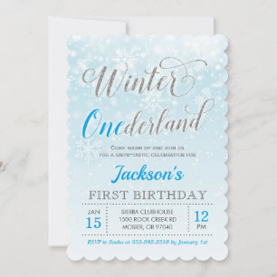 Convite Festa de Um Ano do Menino Azul Winter Onederland