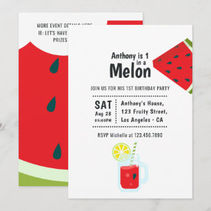 Convite Festa de um ano 'One in a Melon'