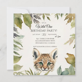 Convite Festa de um primeiro aniversario Bonito Bobcat Wil