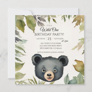 Convite Festa de um primeiro aniversario de Urso Justo