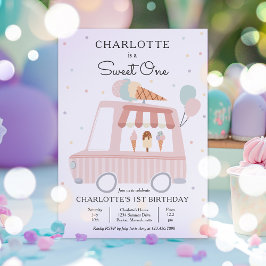 Convite Festa de um primeiro aniversario, doce, de caminhã