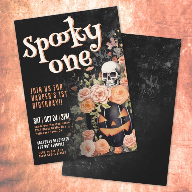 Convite Festa de um primeiro aniversario Spooky (Spooky One 1st Birthday Party Invitation)