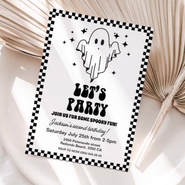 Convite Festa de Vamos de Dia das Bruxas Spooky em qualque (Ghost birthday invitation, halloween birthday party, ghost party, Let's party)