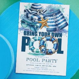 Convite Festa de Verão à Beira da Piscina BYO Azul Turques