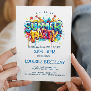 Convite Festa de Verão com Estilo de Grafite Vibrante