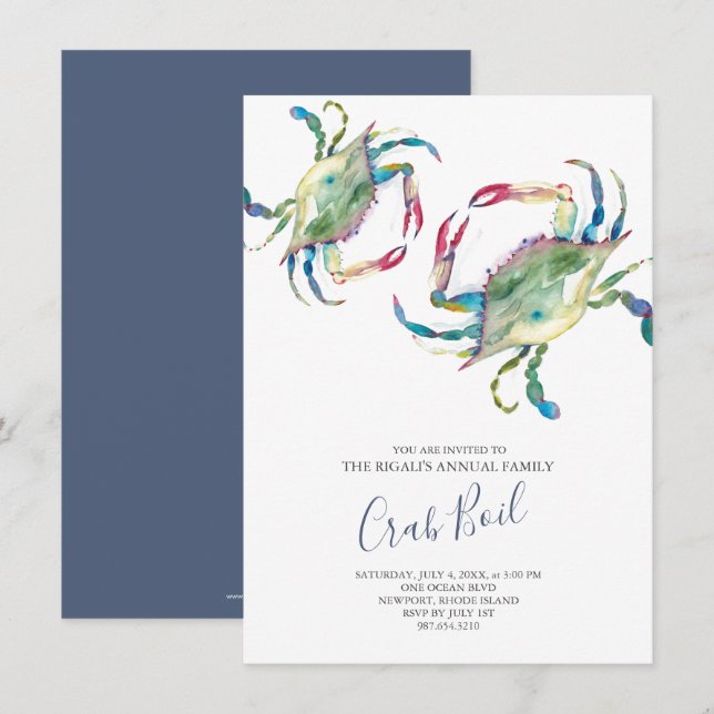 Convite Festa de Verão da Família Crab Boil (Frente/Verso)