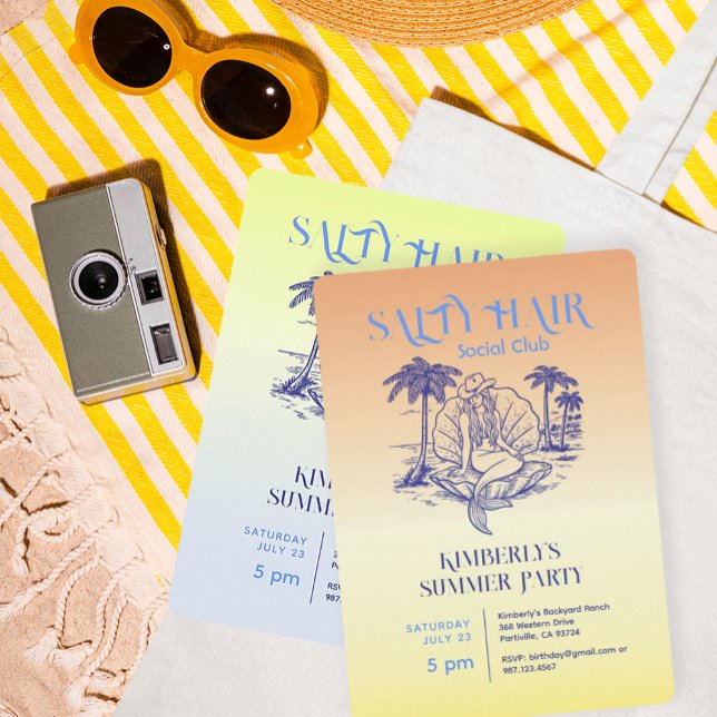 Convite Festa de Verão da Moça da Sereia Amarela Costeira (Criador carregado)