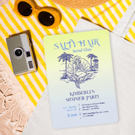 Convite Festa de Verão de Cowgirl da Sereia Azul Costeira