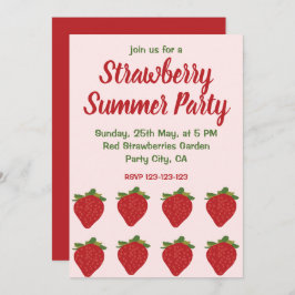 Convite Festa de Verão de Morango Vermelho Fruta de Morang