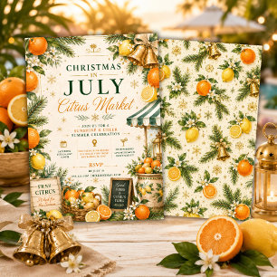 Convite Festa de Verão de Natal em Julho com Citrinos