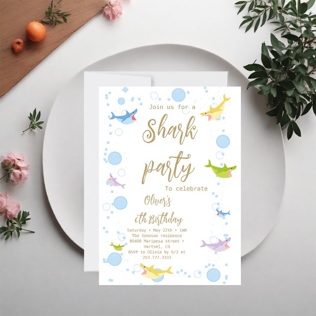 Convite Festa de Verão de Tubarão Espalha Bicho de Anivers (Criador carregado)