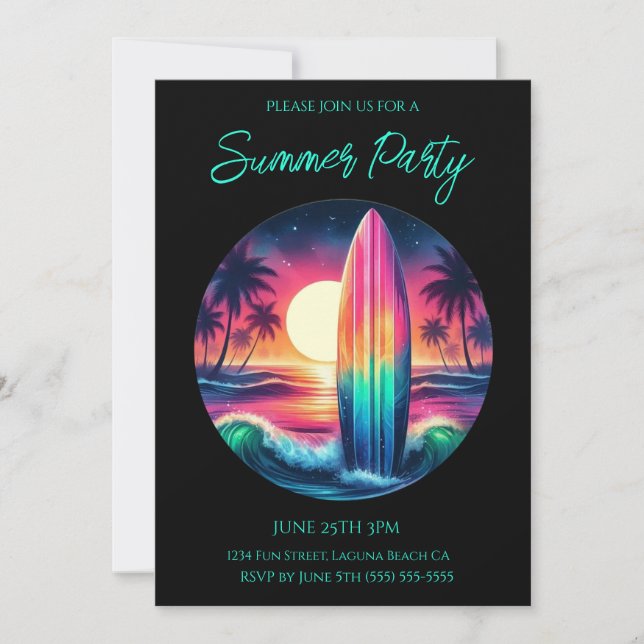 Convite Festa de Verão - Escape do surfboard (Frente)