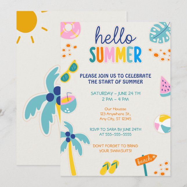 Convite Festa de Verão Olá  (Frente/Verso)