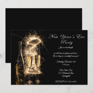 Convite Festa de Véspera de ano novo de Champanhe Brilhan