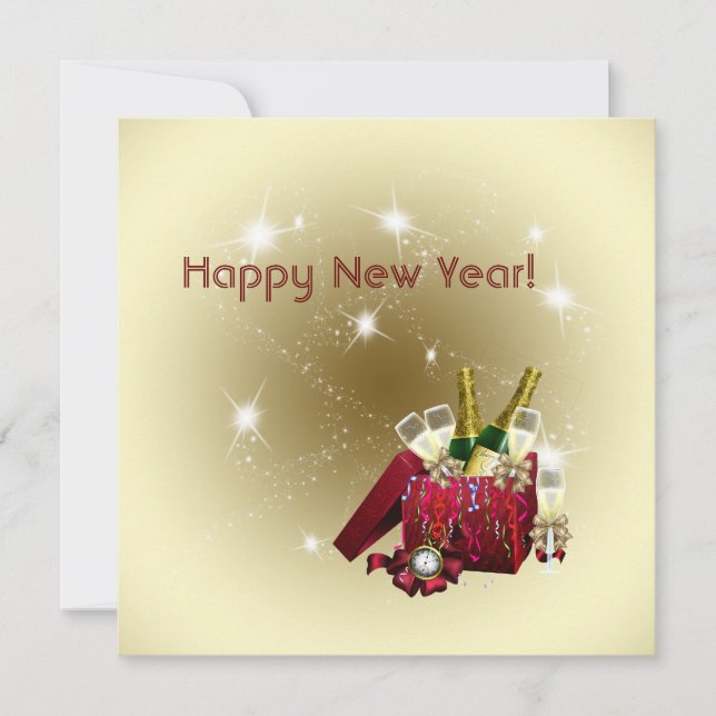 Convite Festa de Véspera de ano novo do Champagne do Firew (Frente)