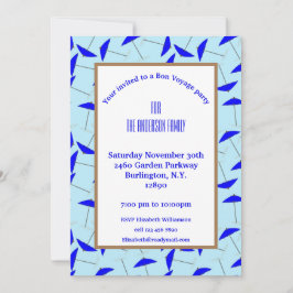 Convite Festa de viagem bônica com padrão guarda-chuva azu