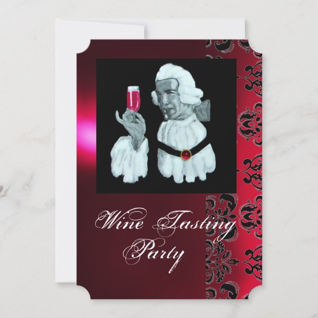 Convite FESTA DE VINHO SOMMELIER Damask, Champanhe (Frente)