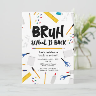 Convite Festa de Volta às Aulas Bruh para Crianças