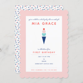 Convite Festa de Zoom do Sorvete de Primeiro Aniversário V