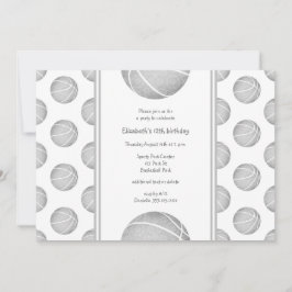 Convite festa desportiva de basquete de cinza leve