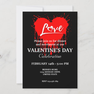 Convite FESTA dia de os namorados COM AMOR CORAÇÃO VERMELH