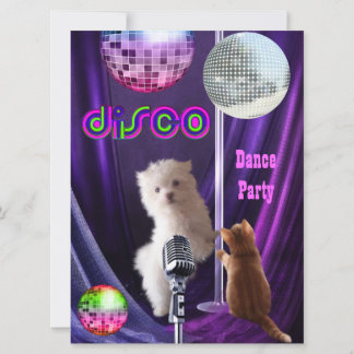 Convite Festa Disco Cachorro Gato Maltês Filhote