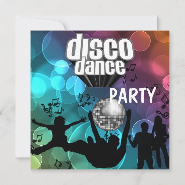 Convite Festa Disco Dança Retro Bolhas Azuis (Frente)