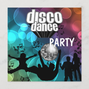 Convite Festa Disco Dança Retro Bolhas Azuis