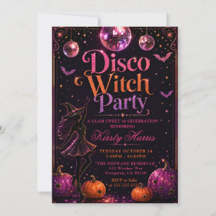 Convite Festa Disco Witch Sweet 16