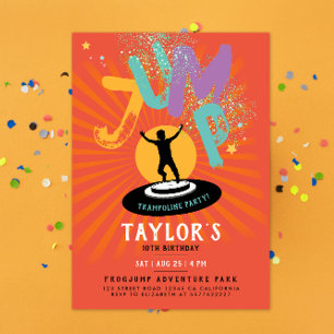 Convite Festa Divertida Colorida de Pular em Trampolim