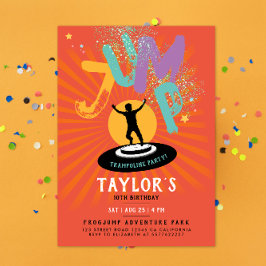 Convite Festa Divertida Colorida de Salto e Pulo em Trampo