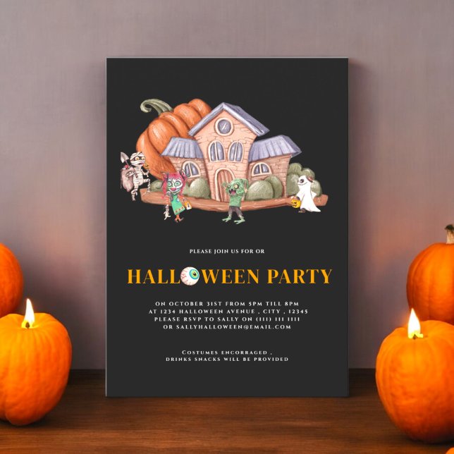 Convite Festa divertida de fantasia de halloween (kids halloween costume party invitation , fully ediatble and instant download available)