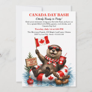 Convite Festa divertida de piscina do Dia do Canadá com um