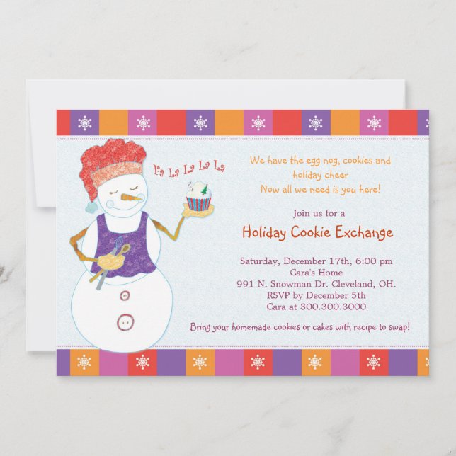 Convite Festa divertida de troca de cookies de férias (Frente)