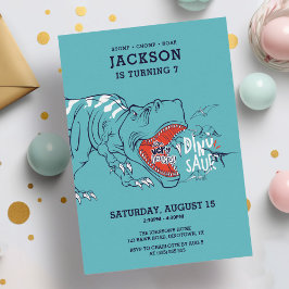 Convite Festa Divertida dos Dinossauros T-Rex