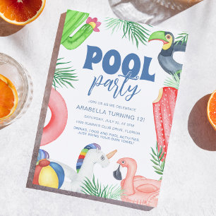 Convite Festa Divertida na Piscina Aniversário