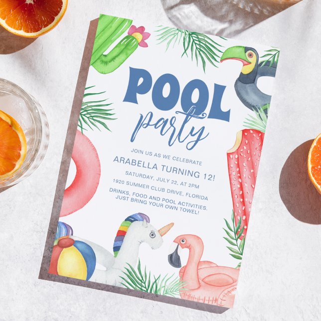Convite Festa Divertida na Piscina | Aniversário (Criador carregado)