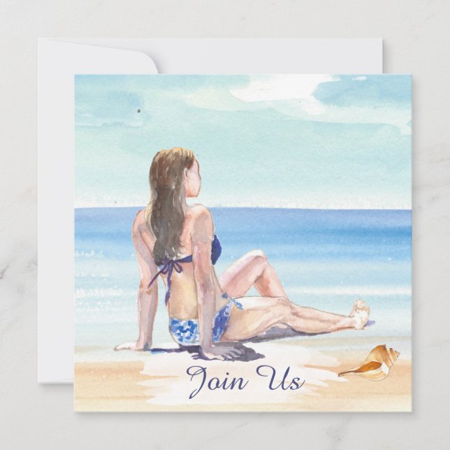 Convite *~* Festa DIY Tropical AR29 Praia PARA QUALQUER EV (Frente)